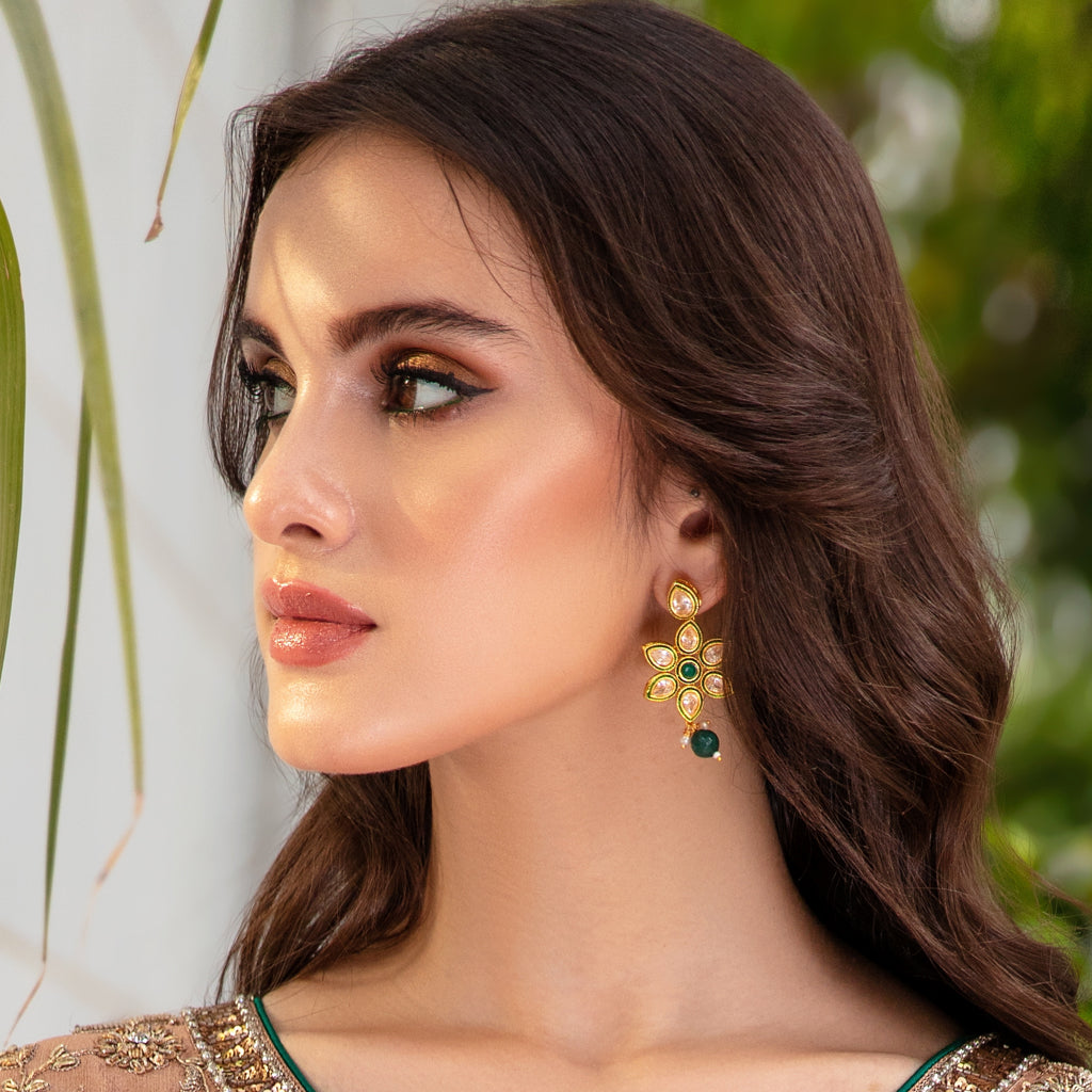 Statement Green Bead Drop Earring