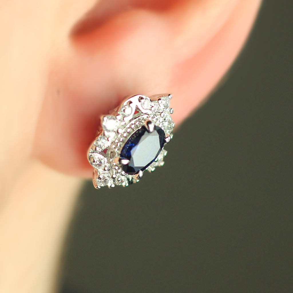 Statement Blue Zircon Stud Earring