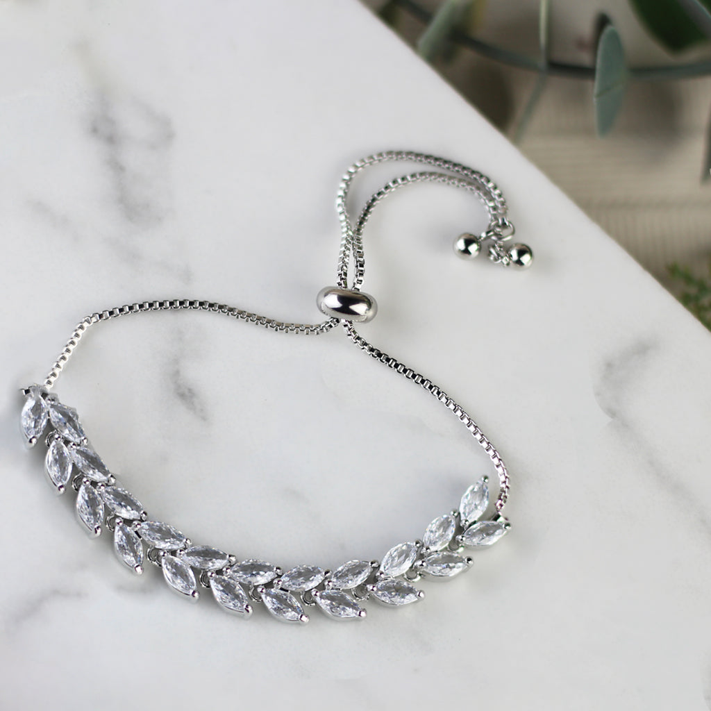 Zircon Leaf Adjustable Bangle