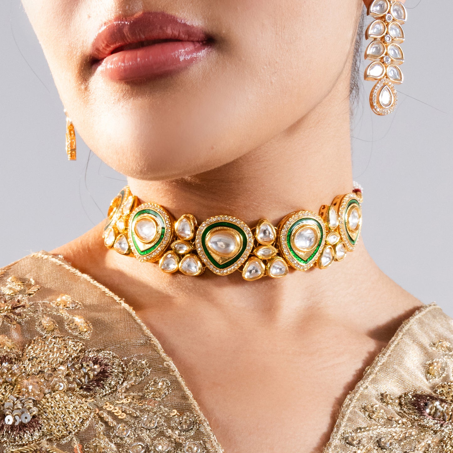 Green Statement Kundan Choker I Necklace