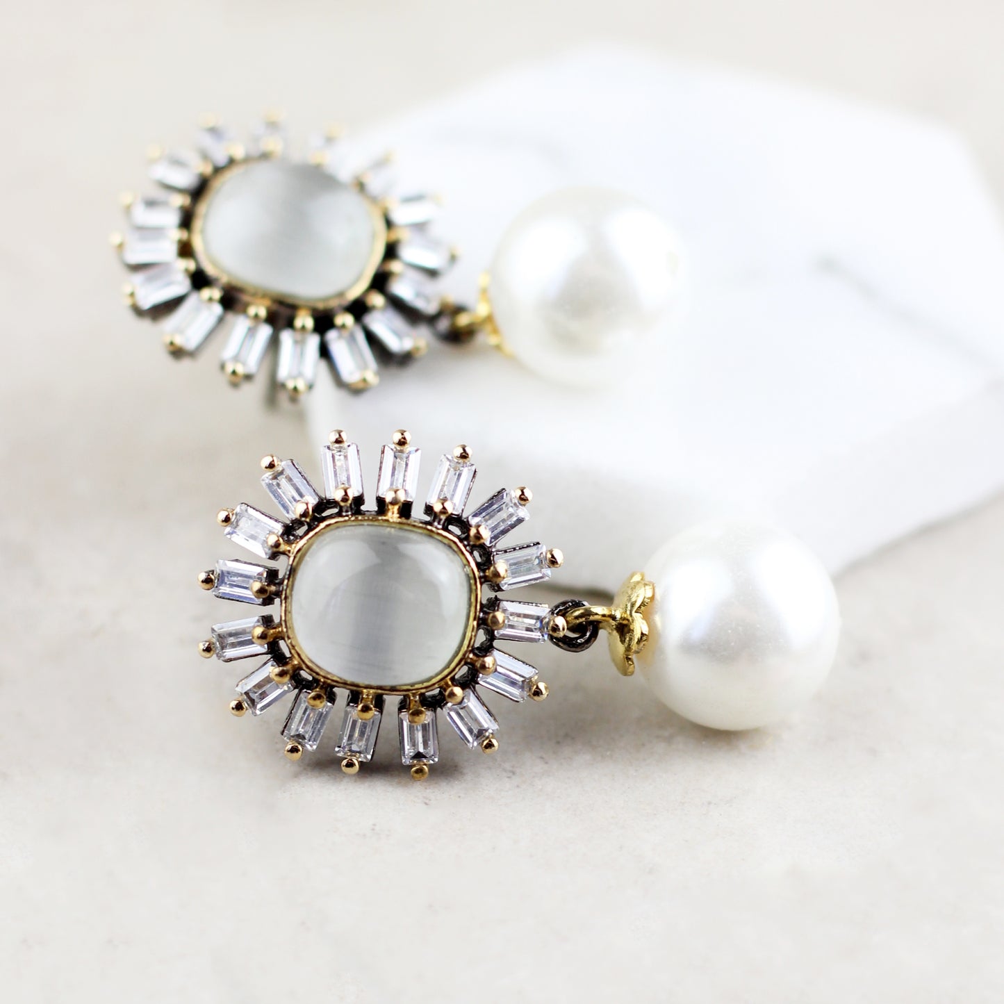 White Statement Pearl Drop Earring