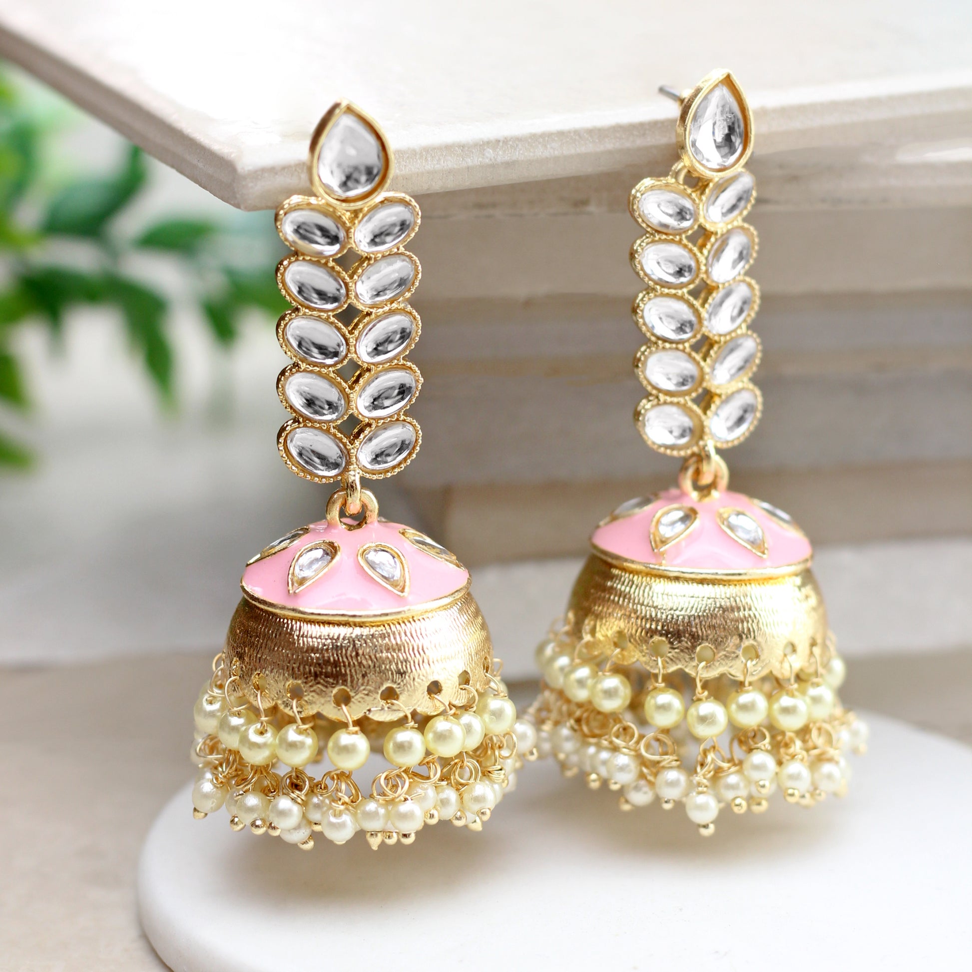 Baby Pink Drop Jhumke I Earring - Rabal