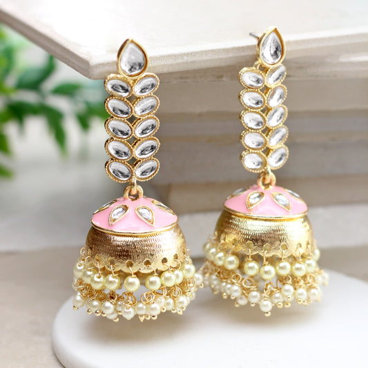 Baby Pink Drop Jhumke I Earring - Rabal