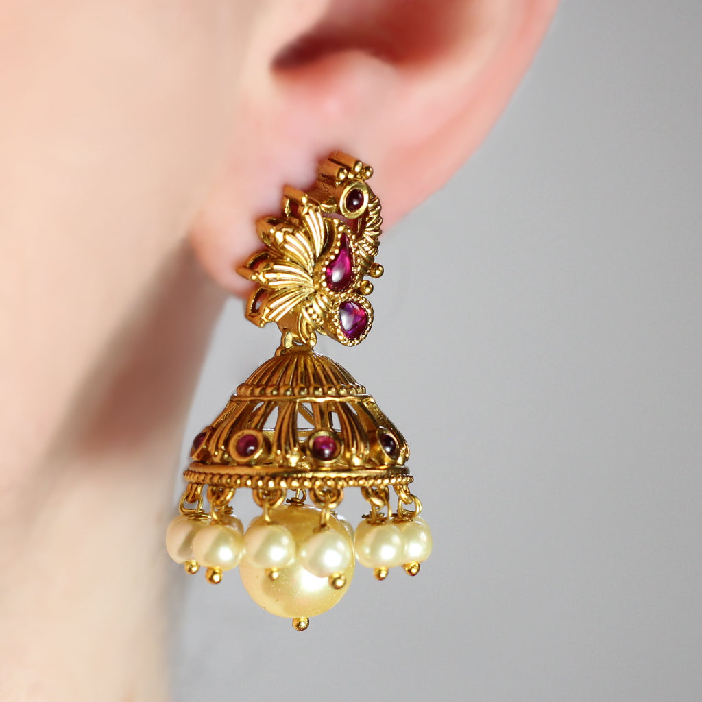 Ruby Peacock Jhumke I Earring - Rabal