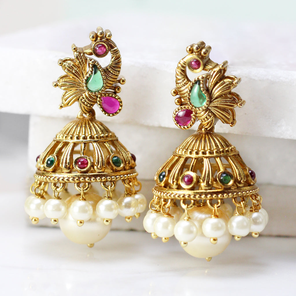 Multicolour Peacock Jhumke I Earring - Rabal
