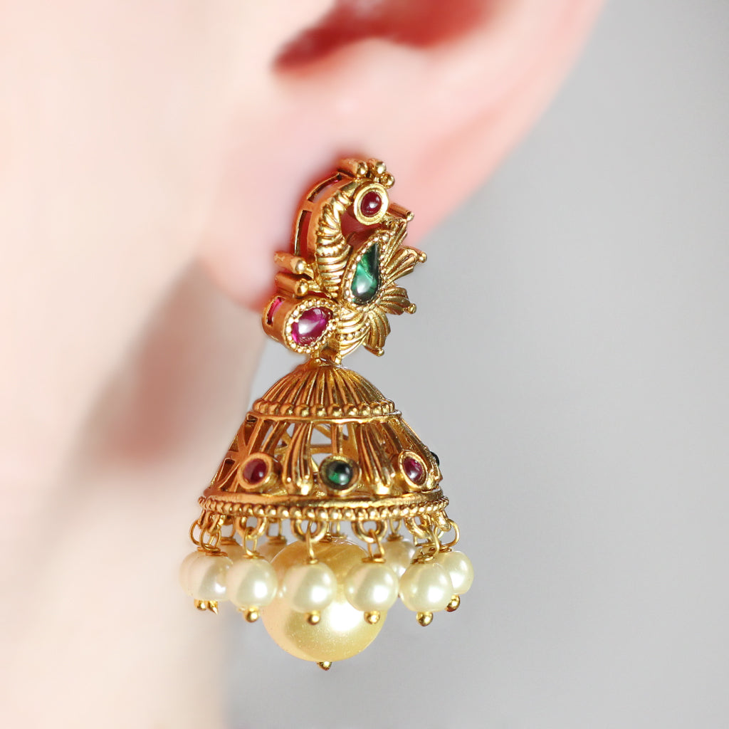 Multicolour Peacock Jhumke I Earring - Rabal