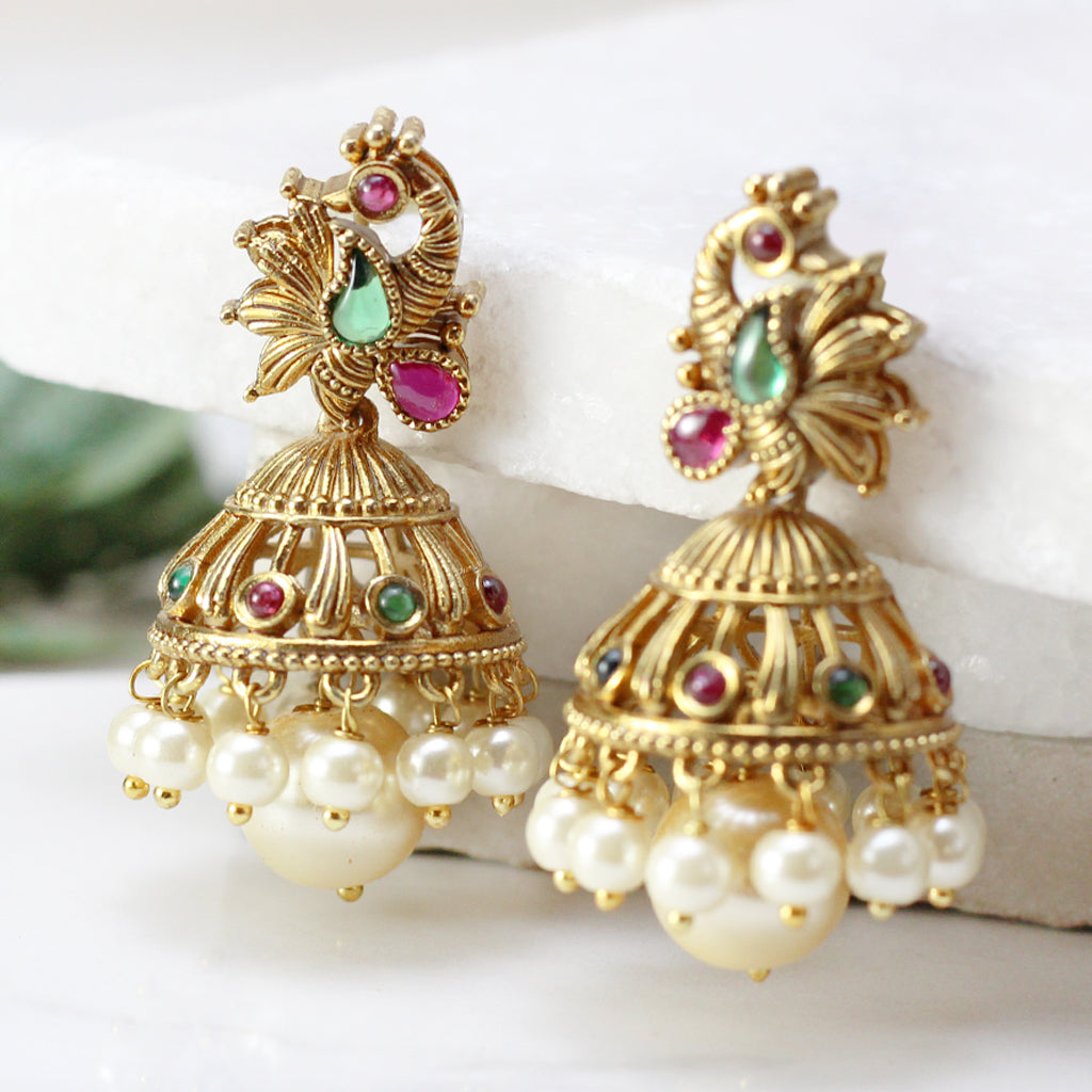 Multicolour Peacock Jhumke I Earring - Rabal