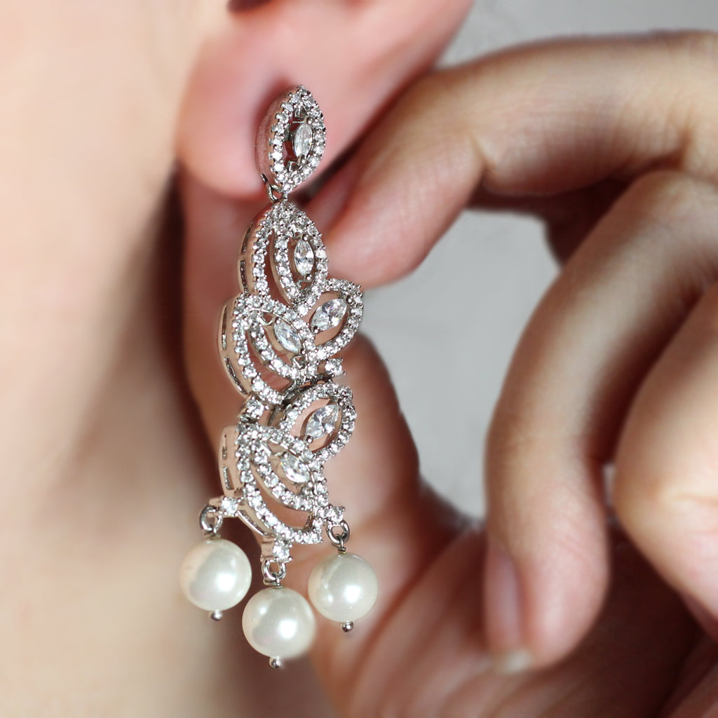 Zircon Statement Pearl Earring
