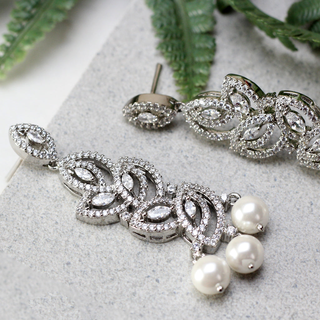 Zircon Statement Pearl Earring