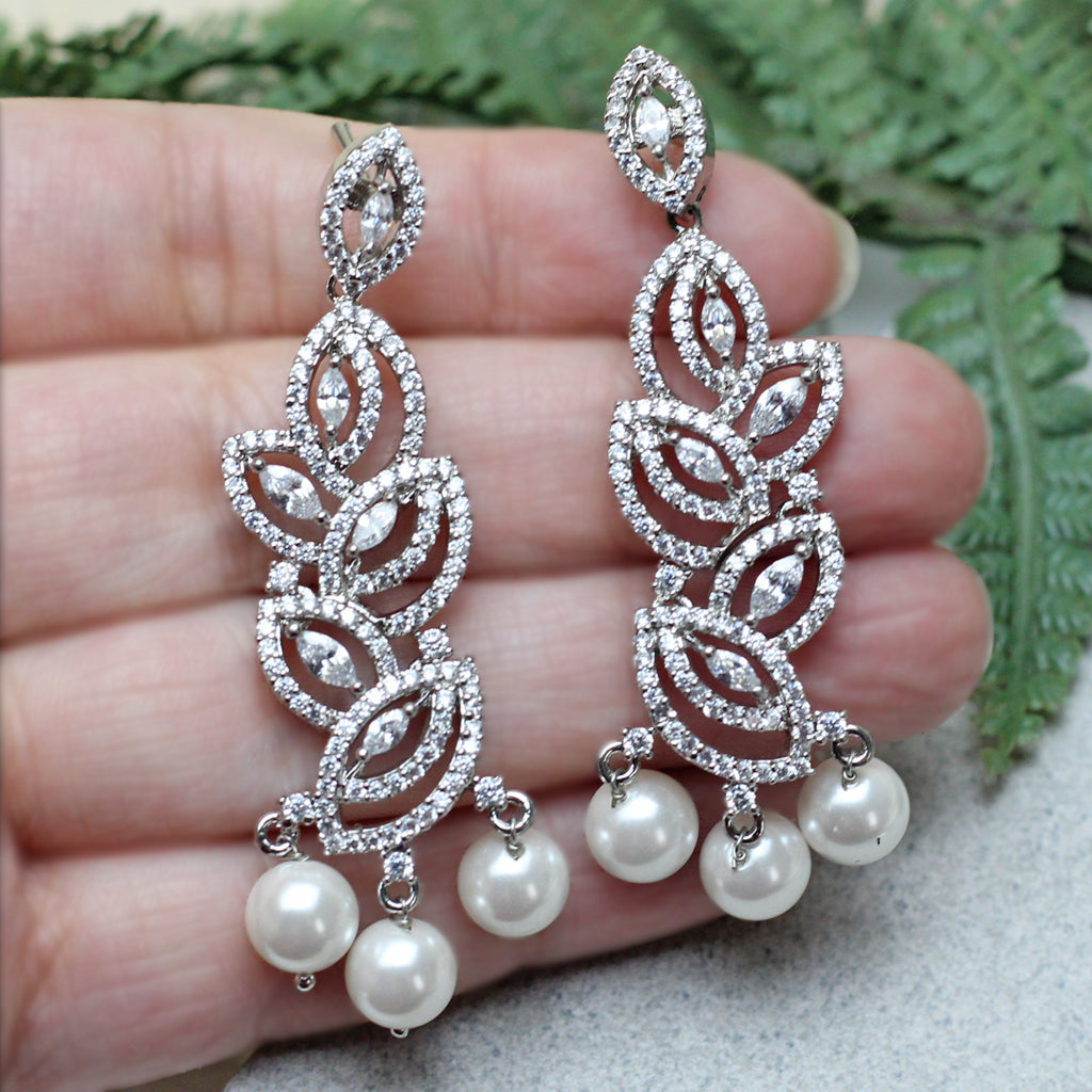 Zircon Statement Pearl Earring