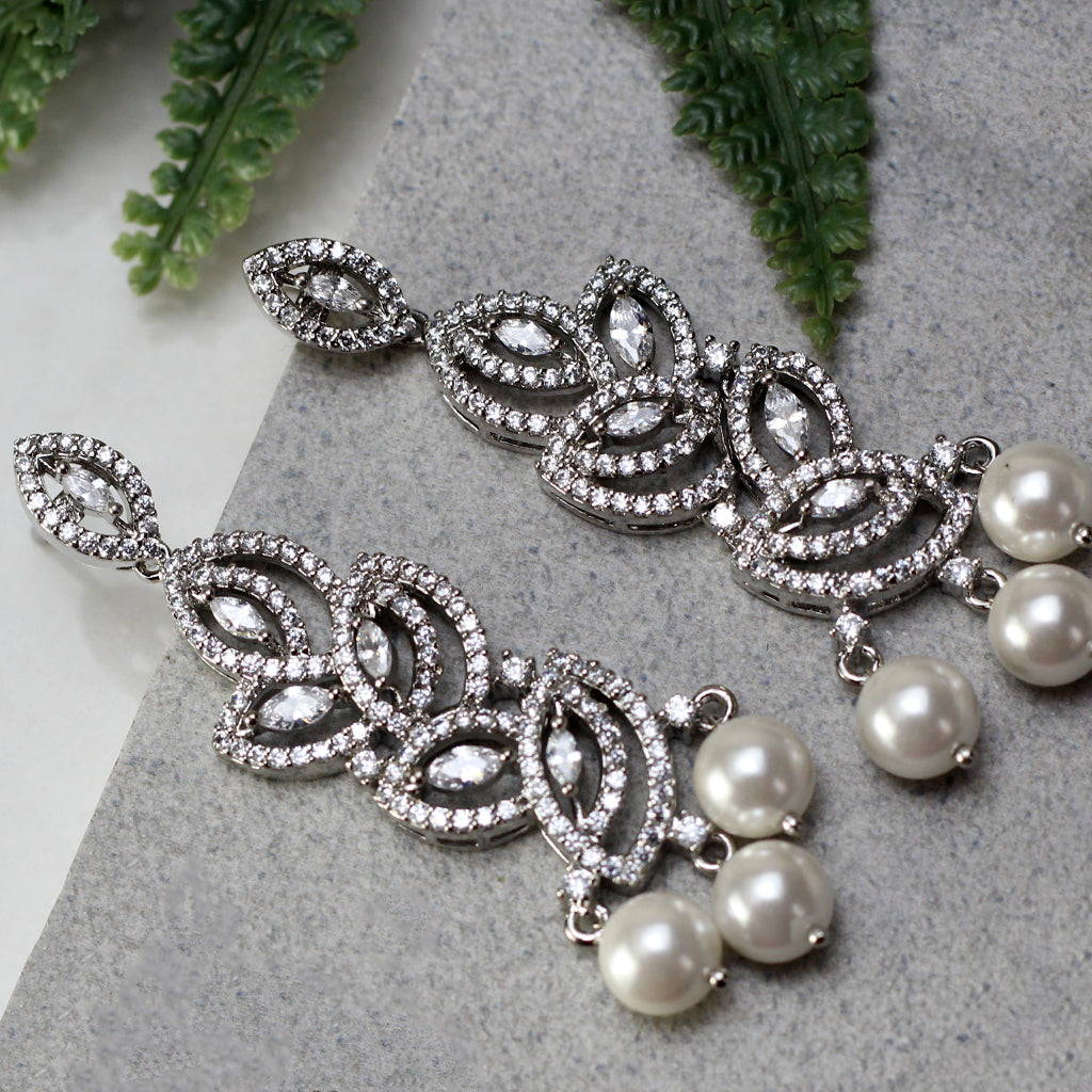 Zircon Statement Pearl Earring