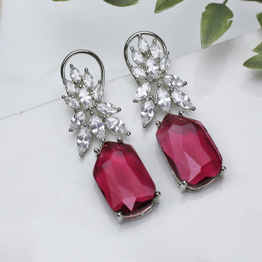 Zircon Ruby Drop Earring