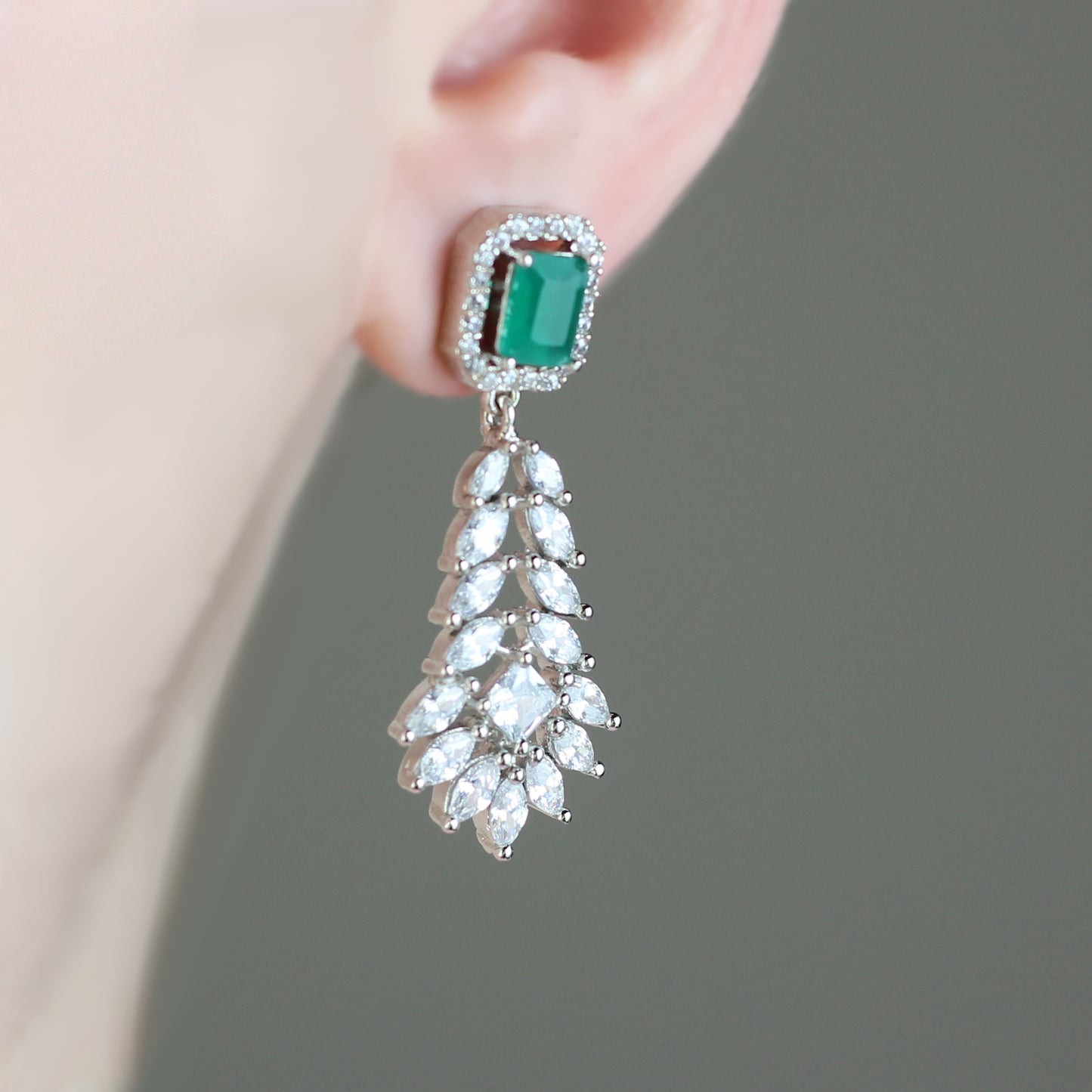 Green Zircon Drop Earring