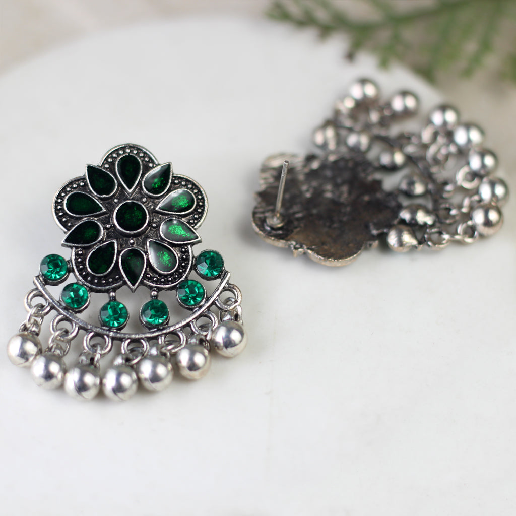 Tribal Green Stud Earring