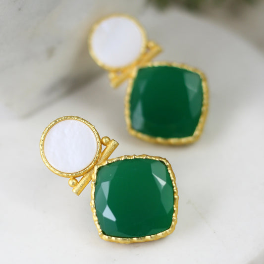 Green / White Drop Earring