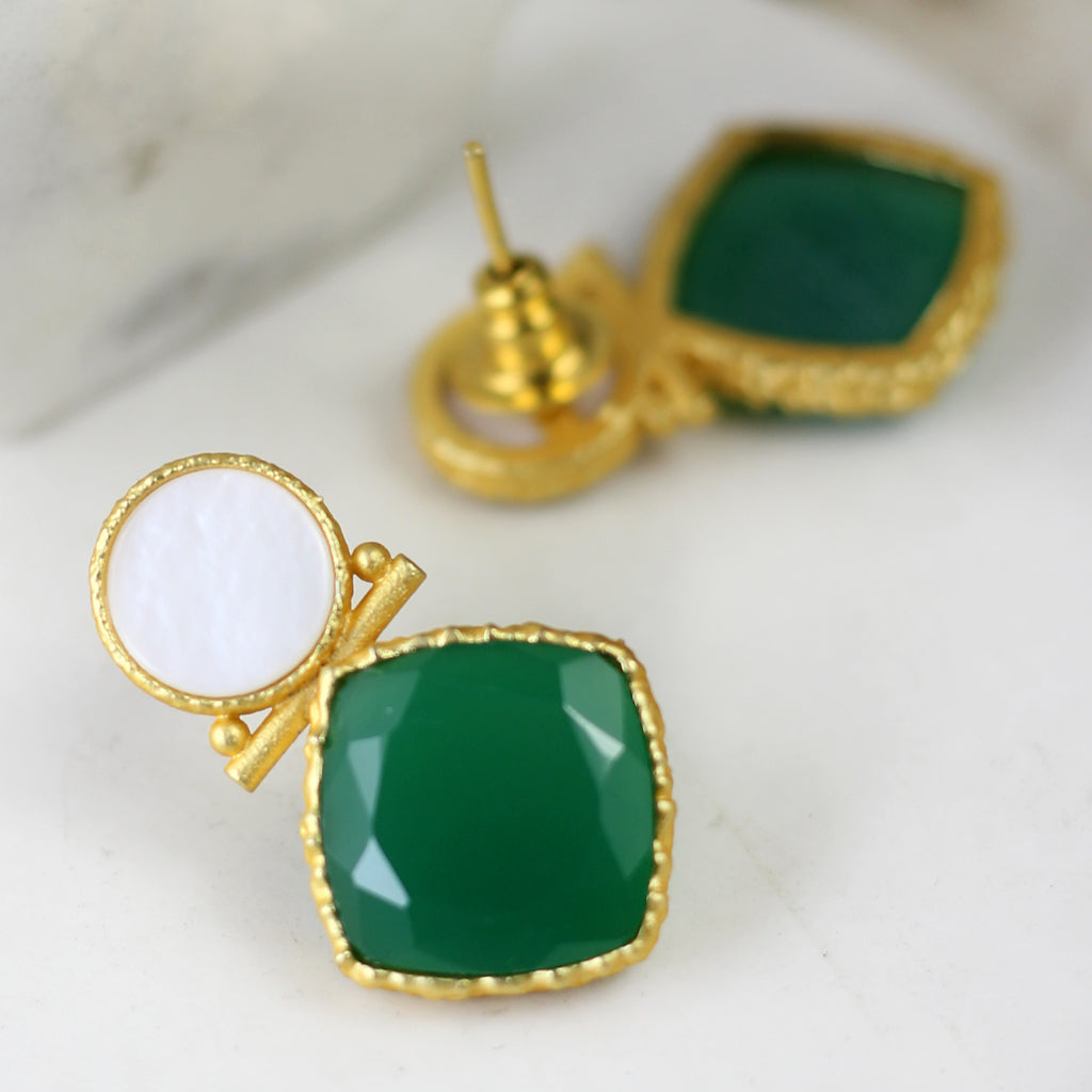 Green / White Drop Earring