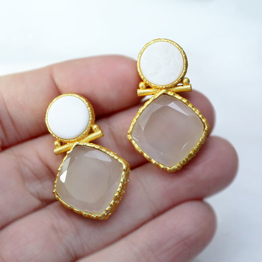 Grey / White Drop Earring - Rabal