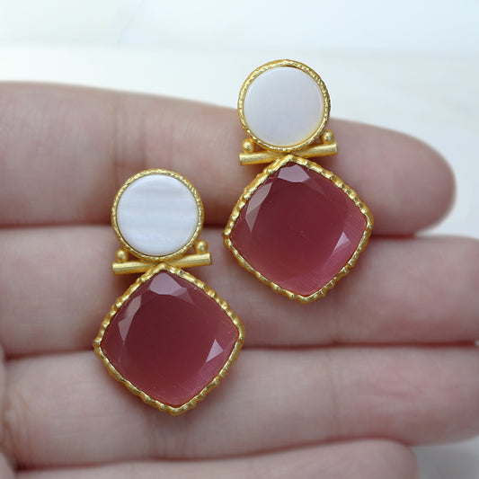 Pink / White Drop Earring - Rabal