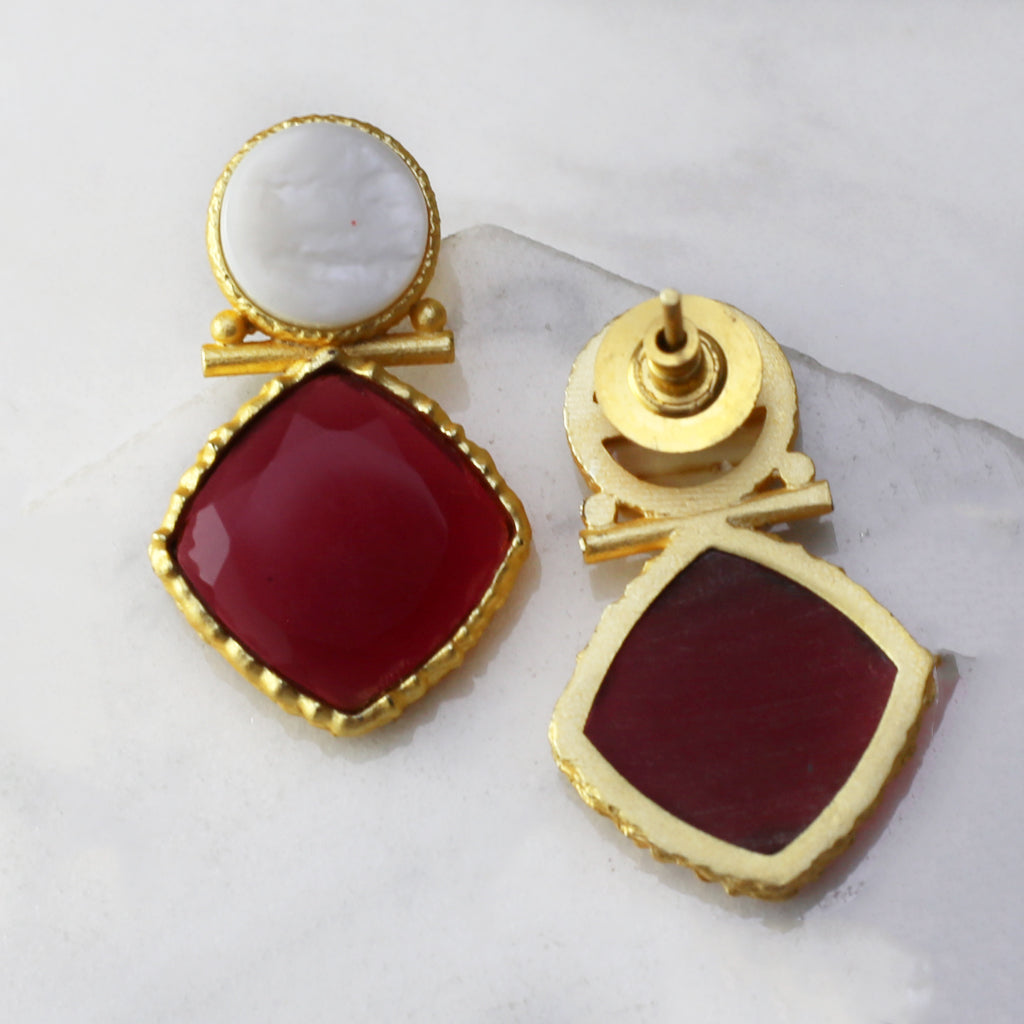 Red / White Drop Earring - Rabal