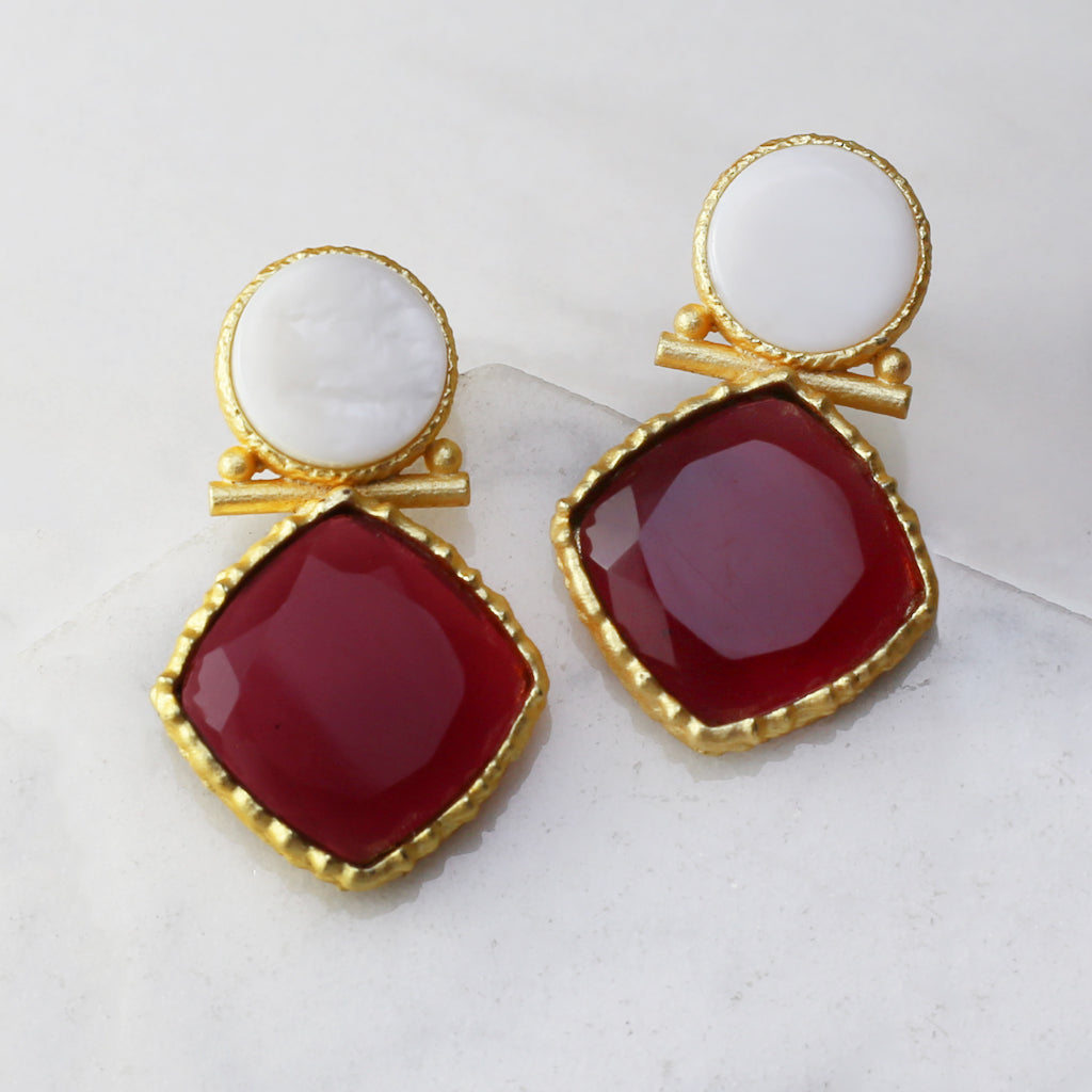 Red / White Drop Earring - Rabal