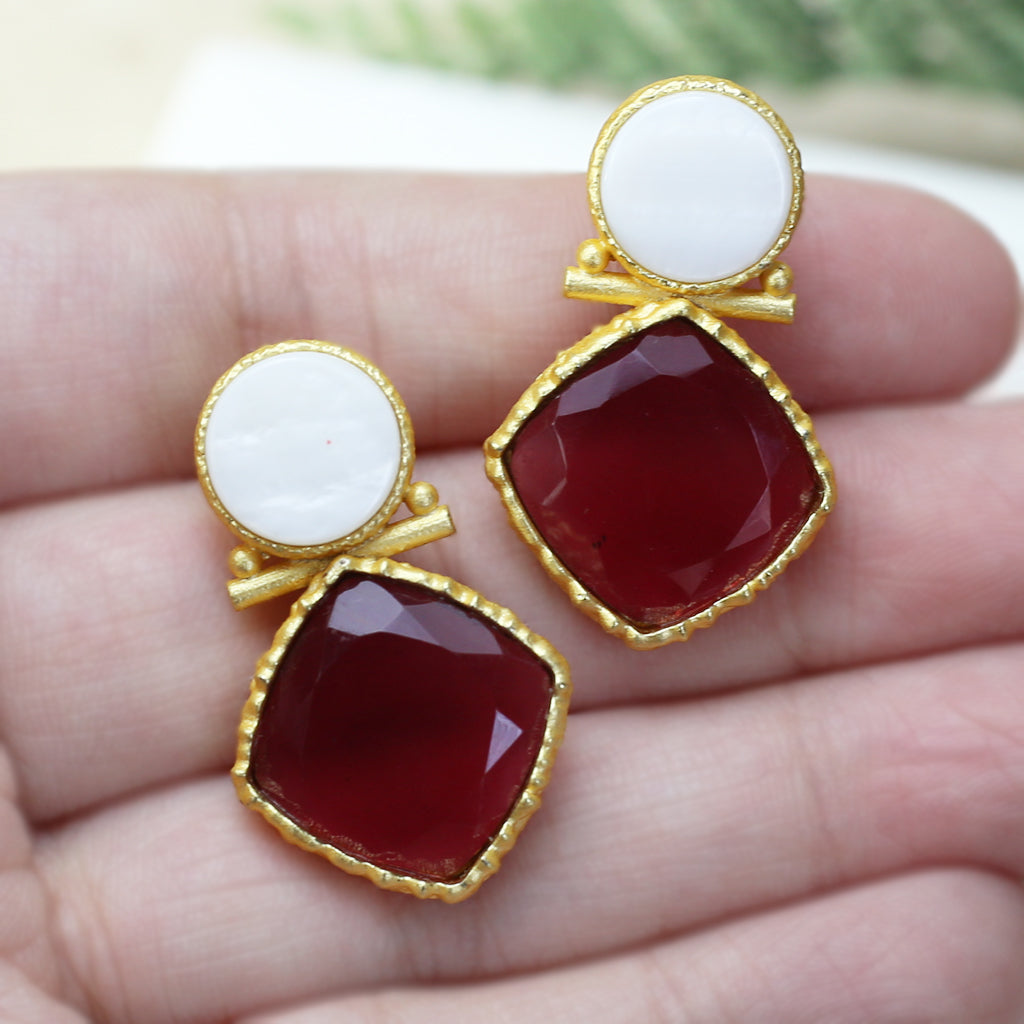 Red / White Drop Earring - Rabal