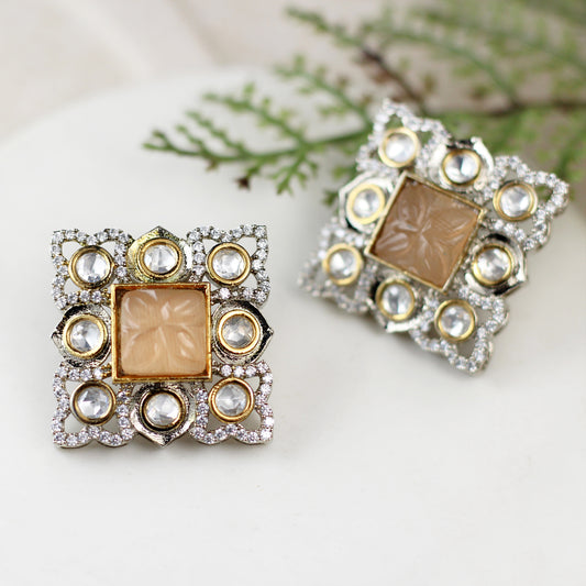 Statement Peach Zircon Stud Earring