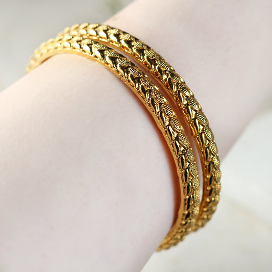 Statement Gold Plated Bangle Pair