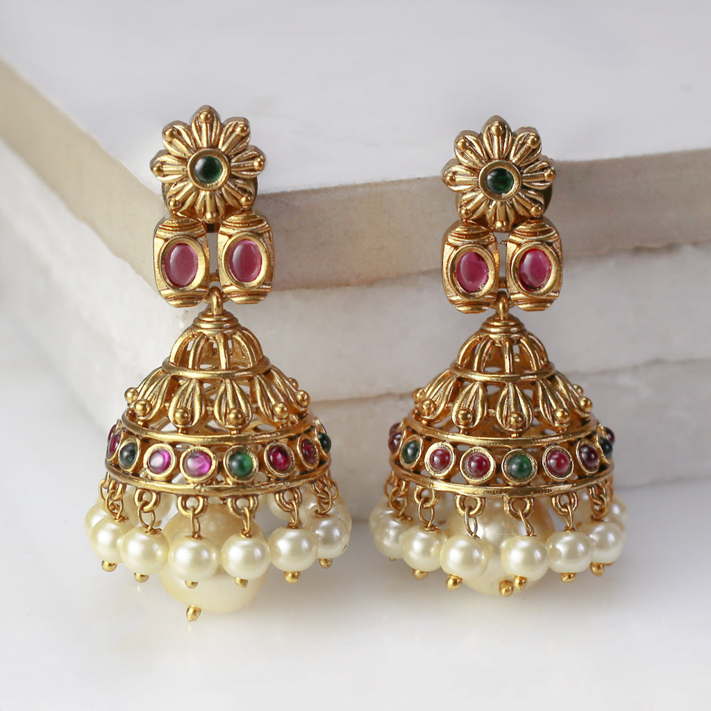 Statement Flower Multicolour Jhumke I Earring - Rabal