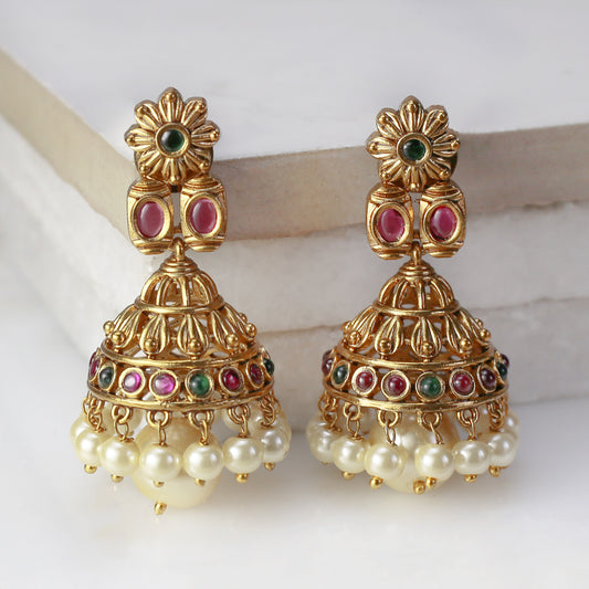 Statement Flower Multicolour Jhumke I Earring - Rabal