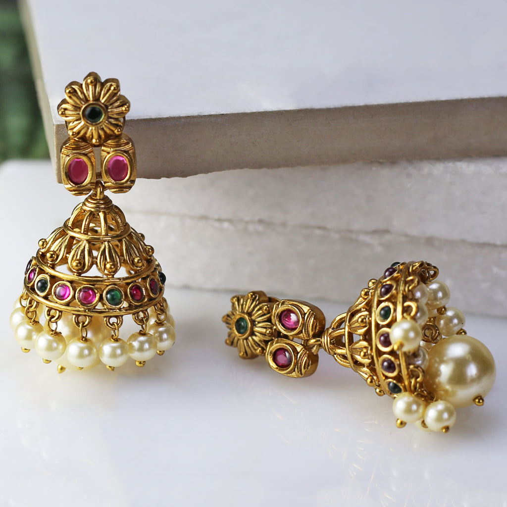 Statement Flower Multicolour Jhumke I Earring - Rabal