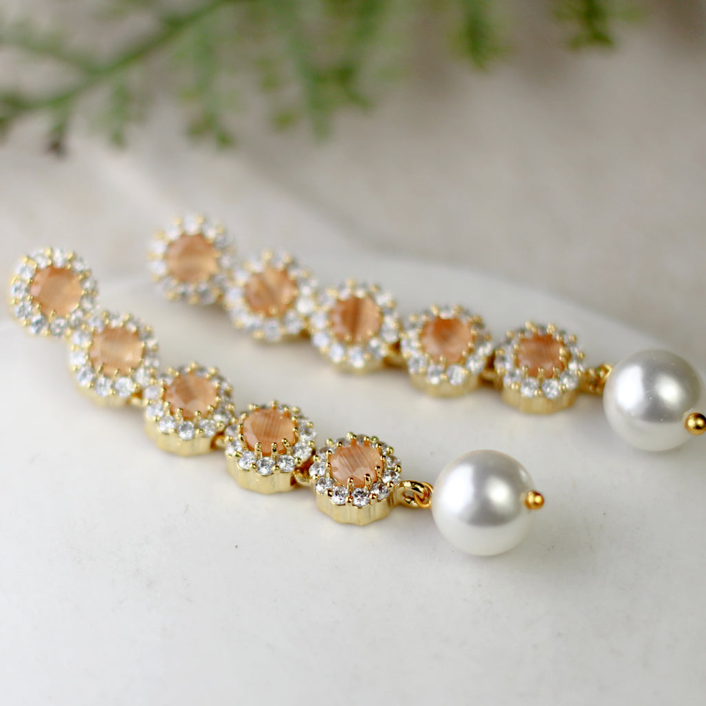 Peach Pearl Drop Earring