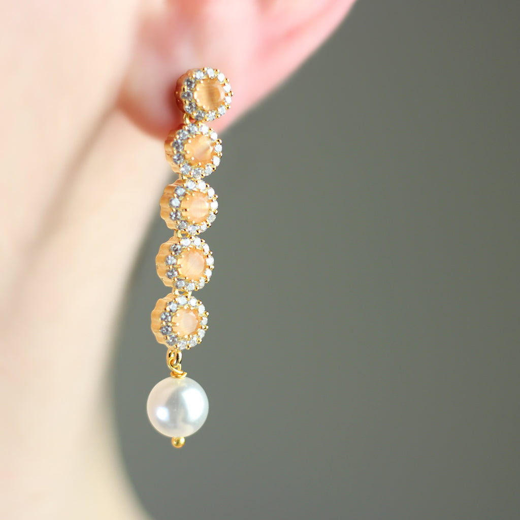 Peach Pearl Drop Earring