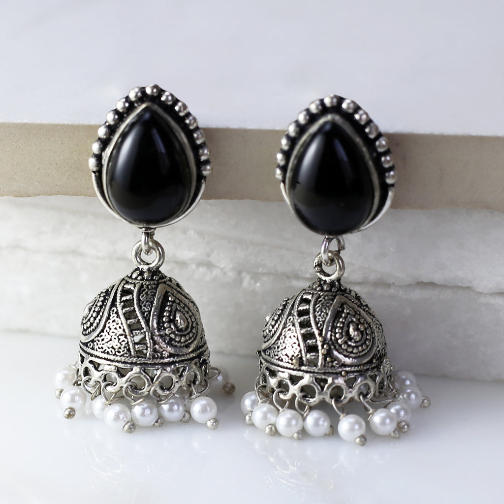 Black Tribal Small Jhumke - Rabal
