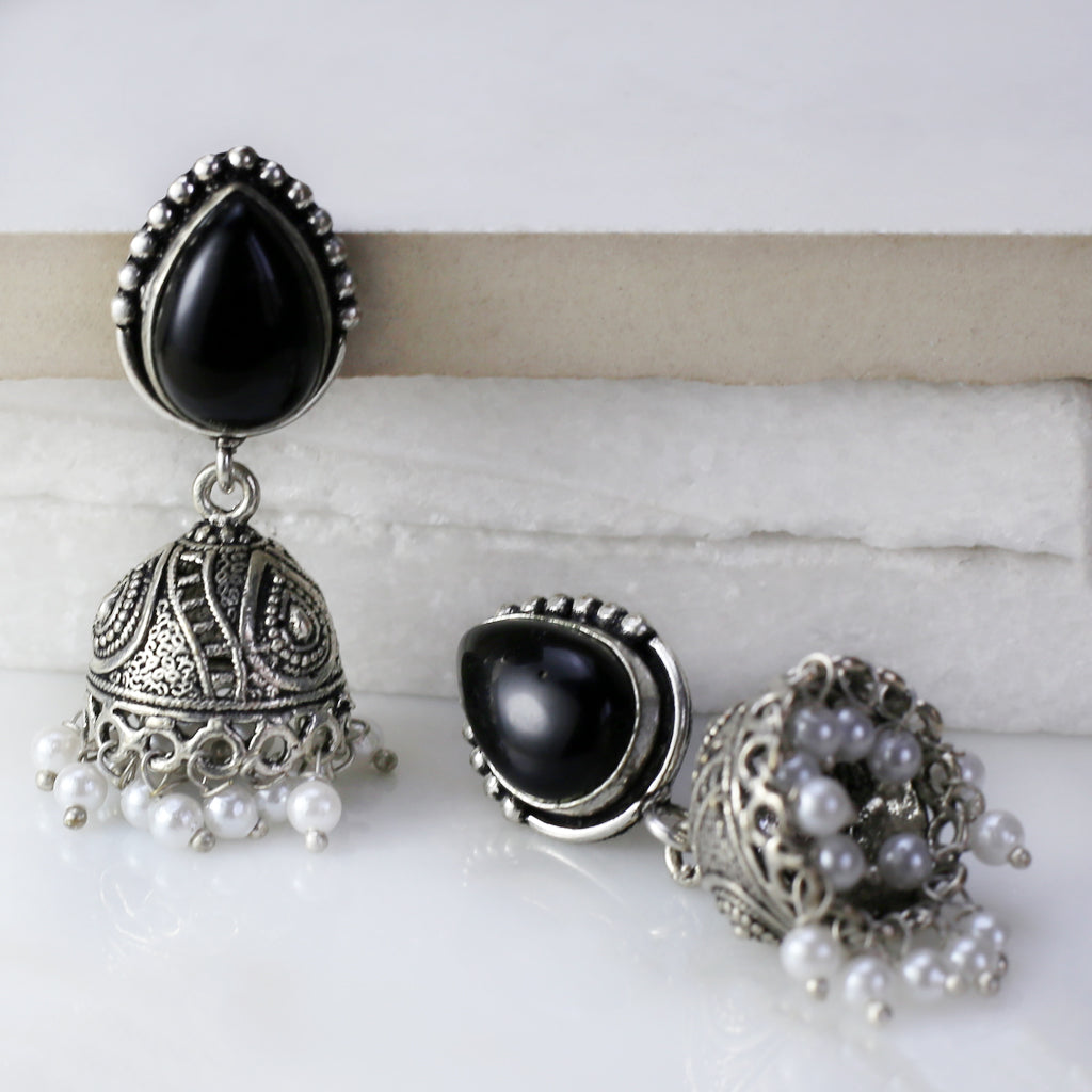 Black Tribal Small Jhumke - Rabal