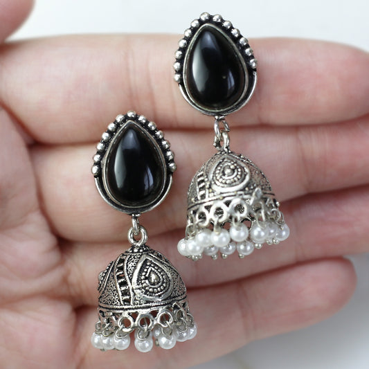 Black Tribal Small Jhumke - Rabal
