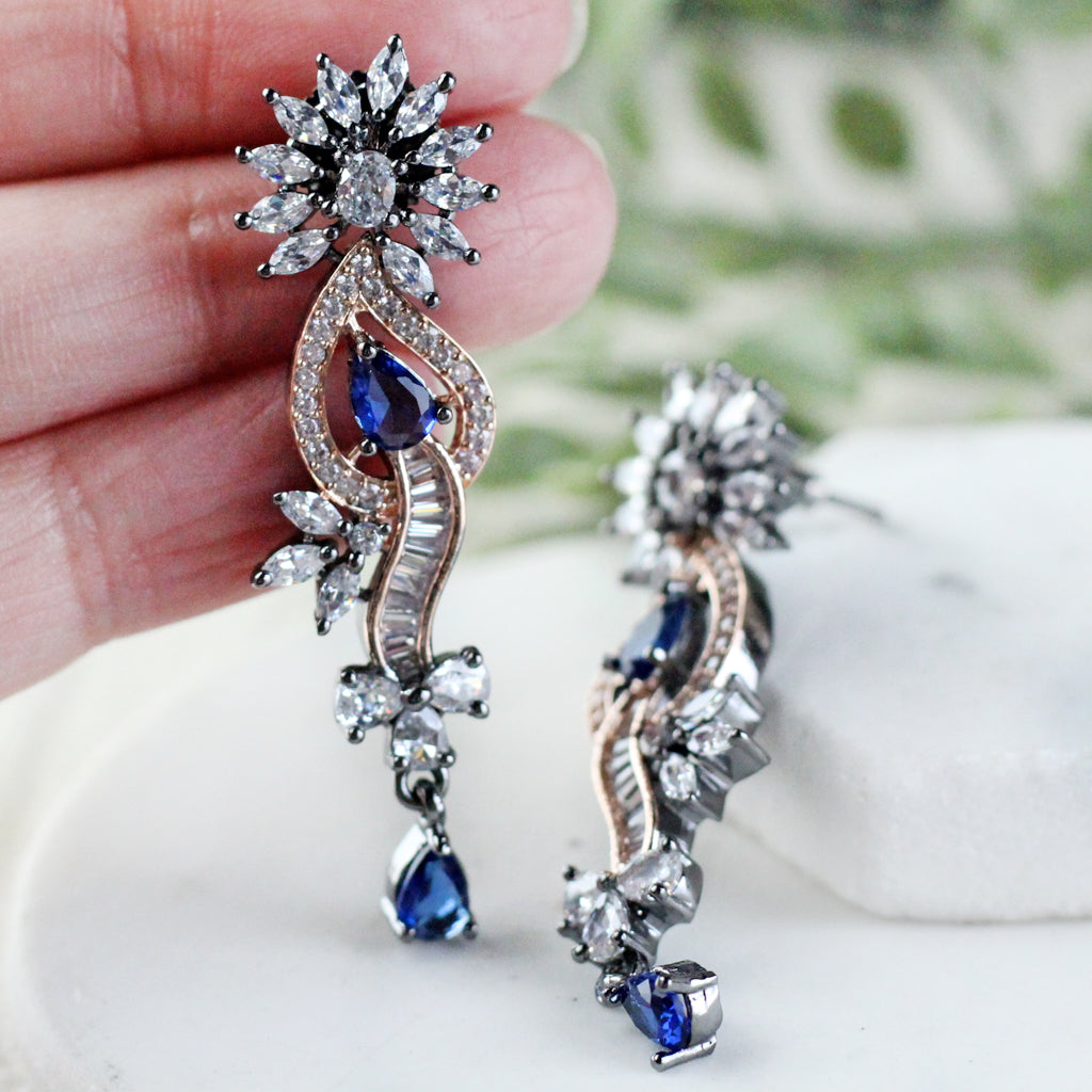 Blue Statement Zircon Drop Earring