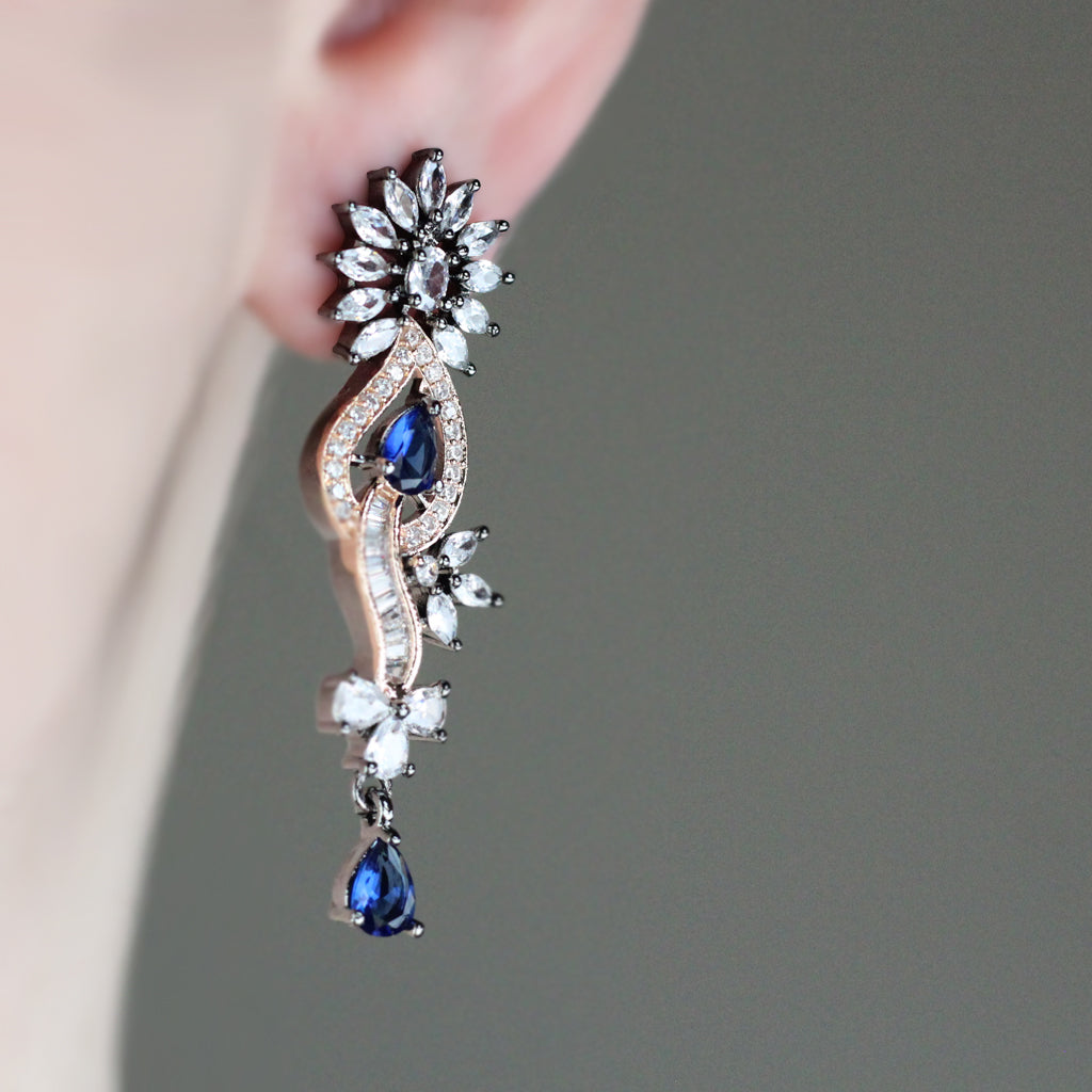 Blue Statement Zircon Drop Earring