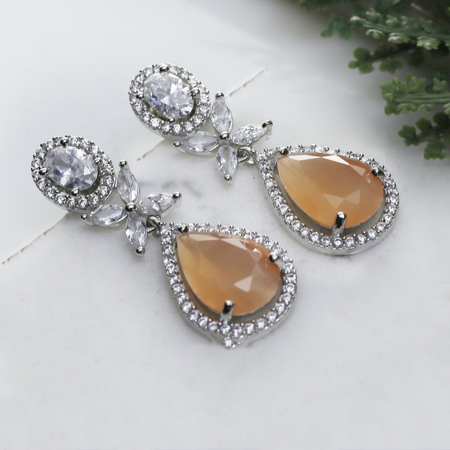 Zircon Peach Drop Earring