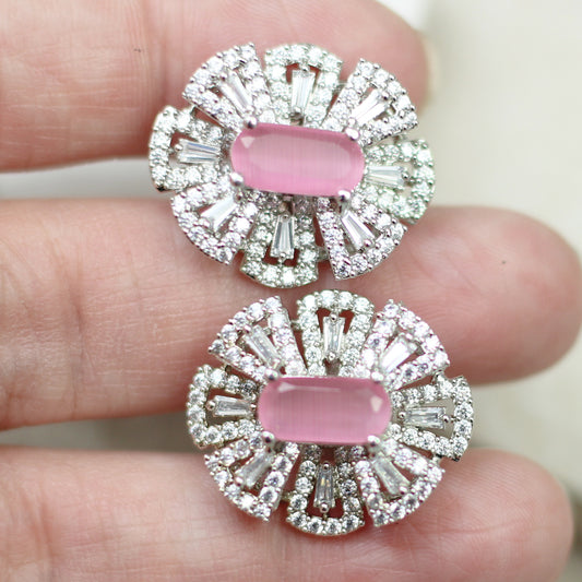 Statement Zircon Pink Stud Earring