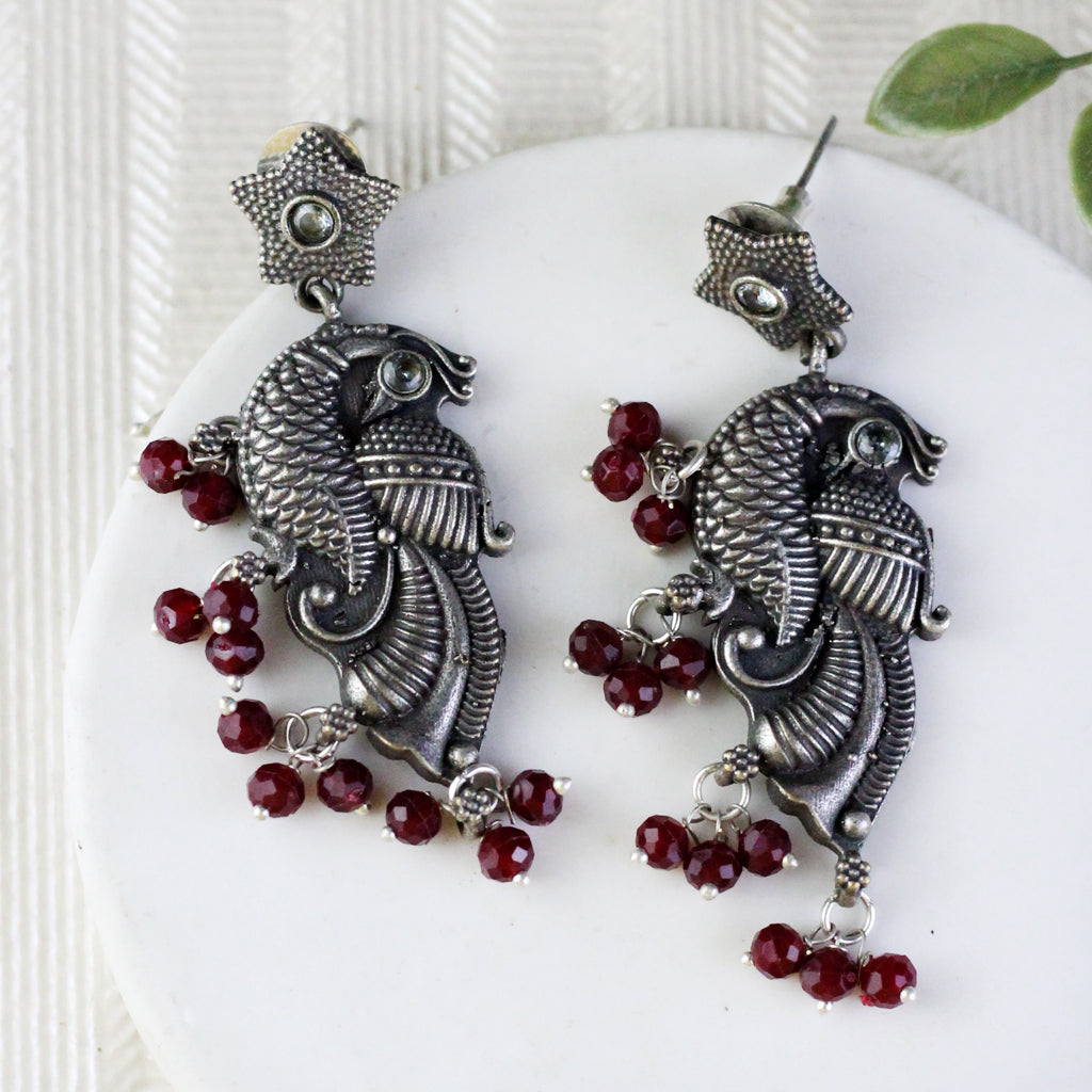 Maroon Tribal Peacock Earring