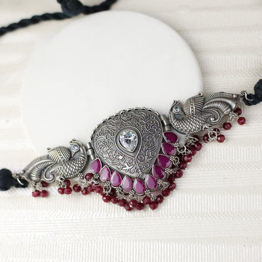 Tribal Peacock Choker Ruby