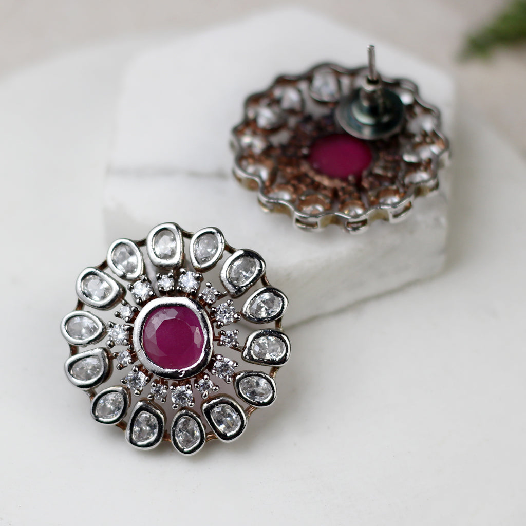 Ruby Statement Kundan Stud Earring