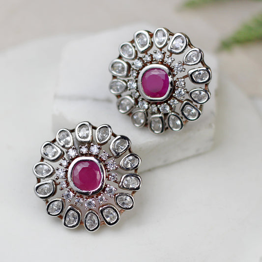 Ruby Statement Kundan Stud Earring