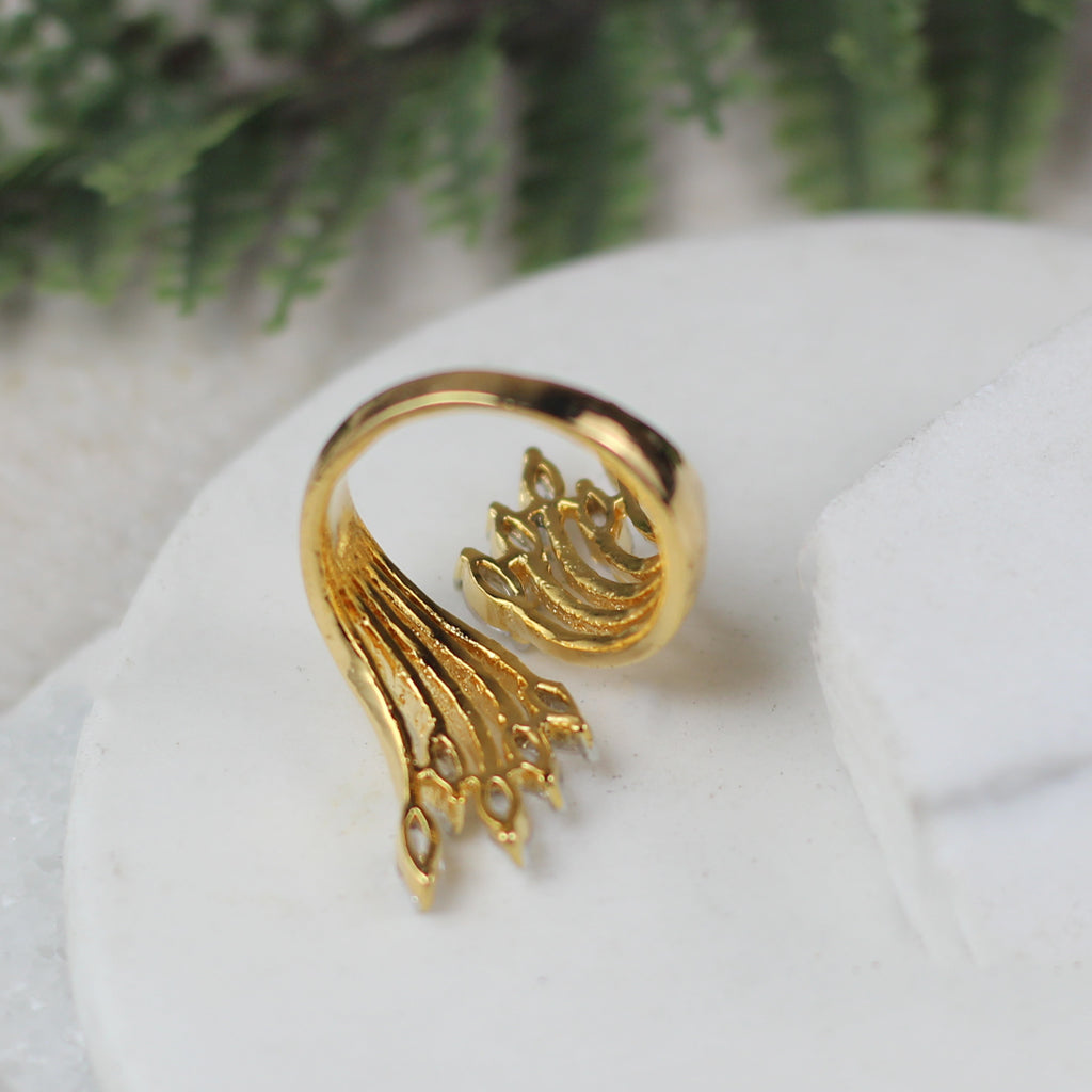 Statement Zircon Gold Plated Ring