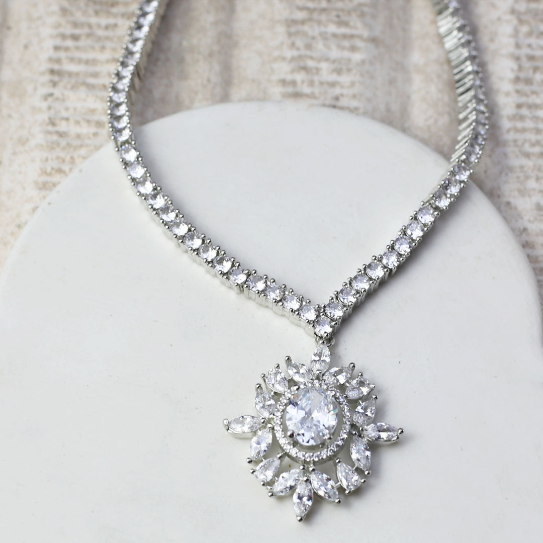 White Zircon Necklace - Rabal
