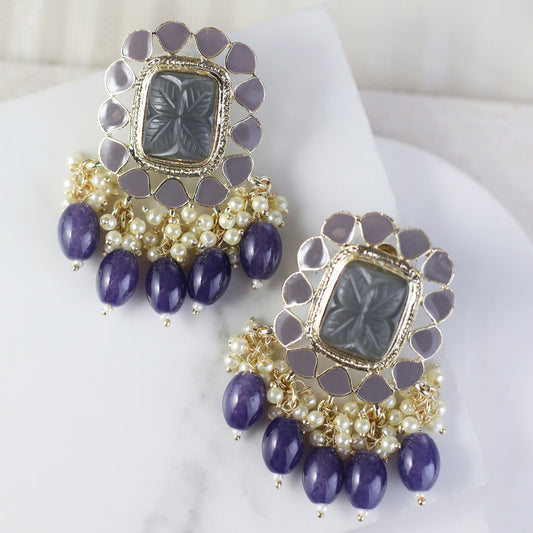 Grey Statement Drop Earring