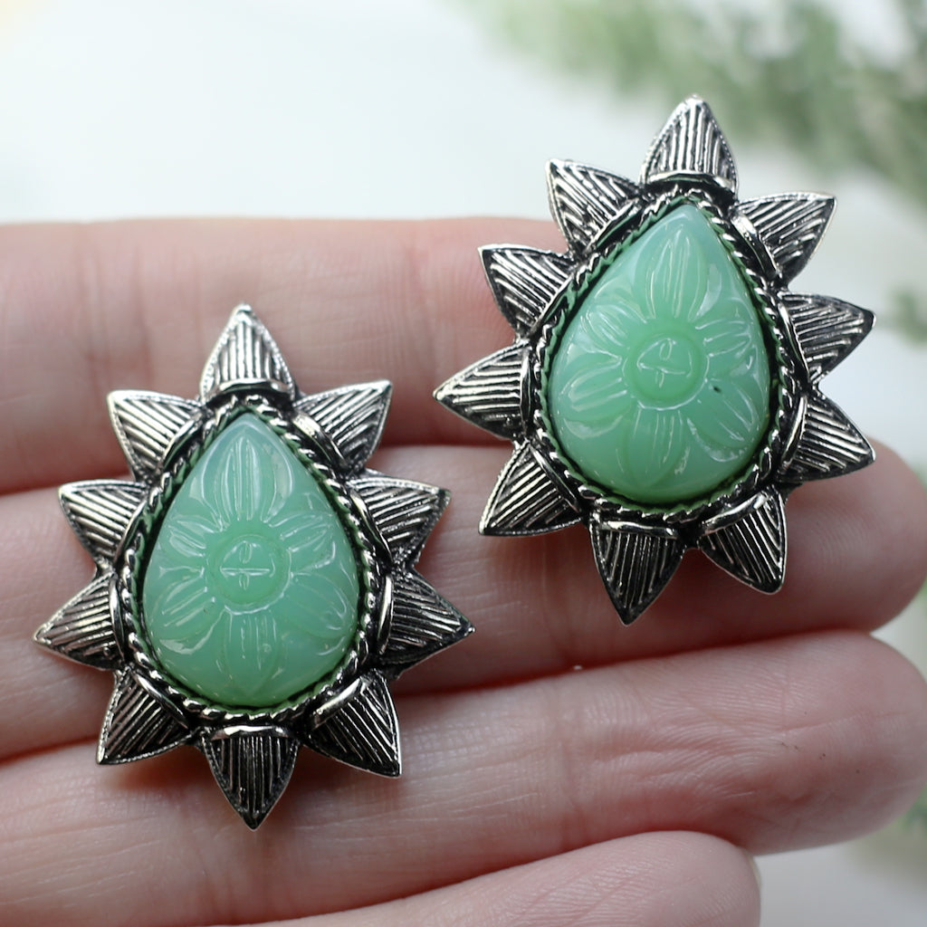 Mint Tribal Stud Earring