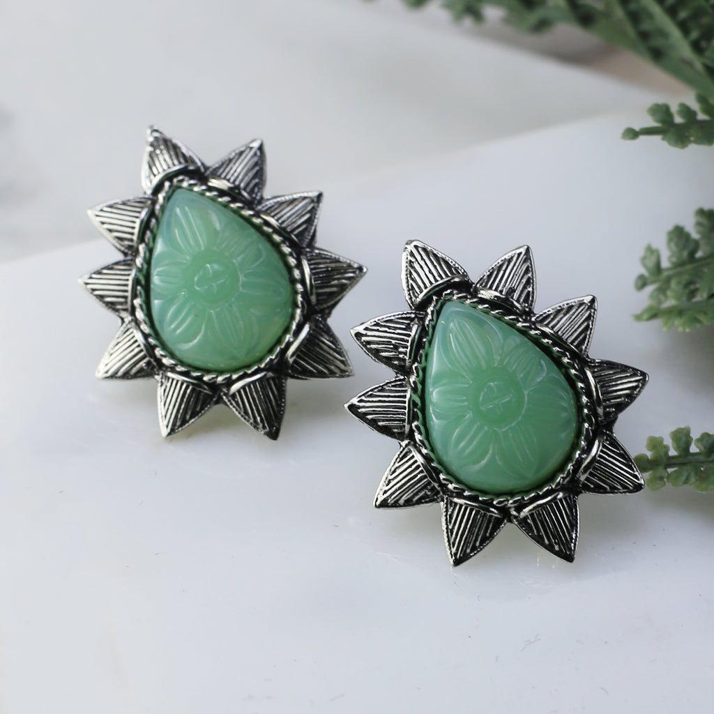 Mint Tribal Stud Earring