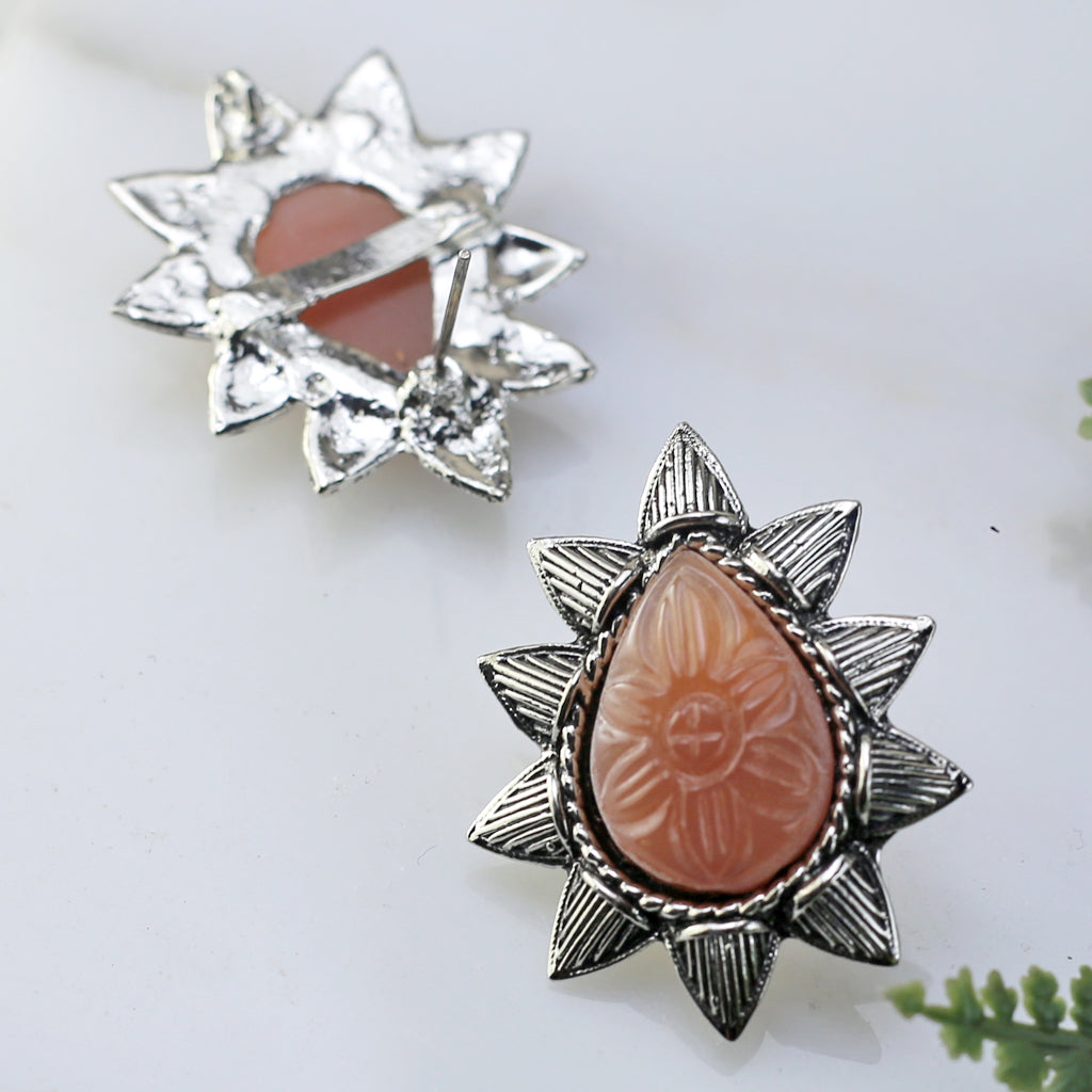 Peach Tribal Stud Earring