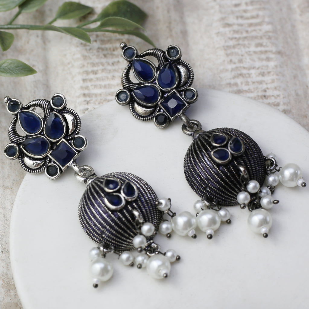 Blue Tribal Drop Earring